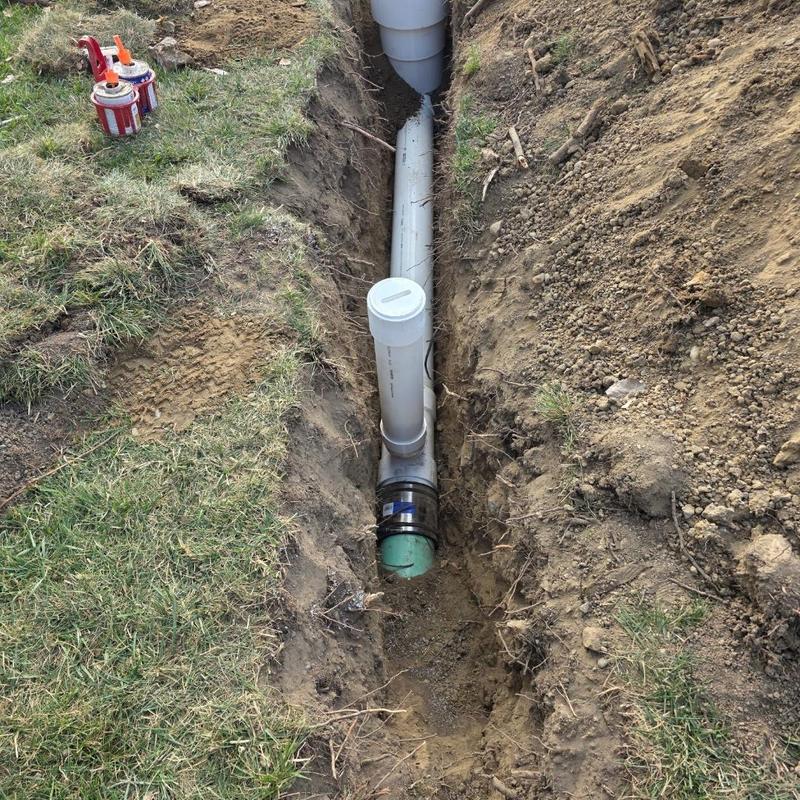 6-inch drainage pipe with backwater valve installation