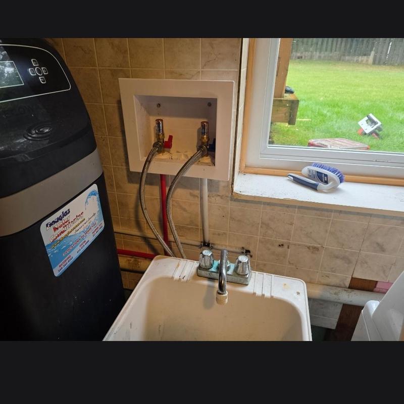 Laundry box with new shutoffs and hose bibs