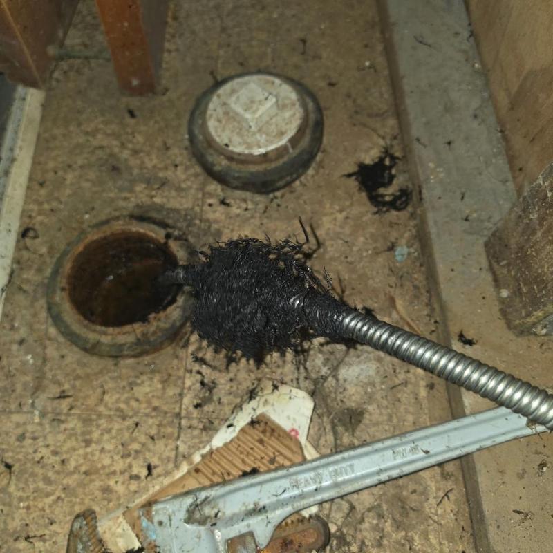 Basement main sewer cleanout with removed roots