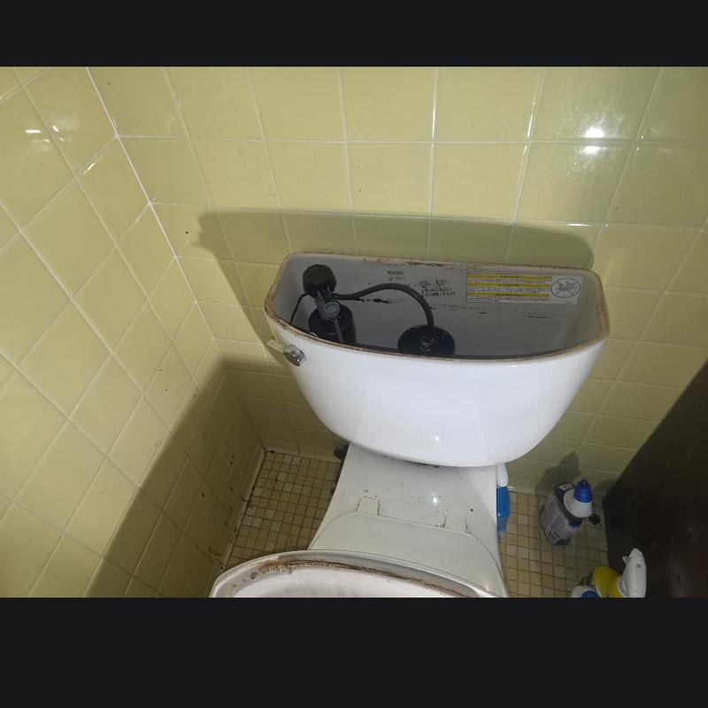 Toilet fill valve replacement and tank reset in bathroom
