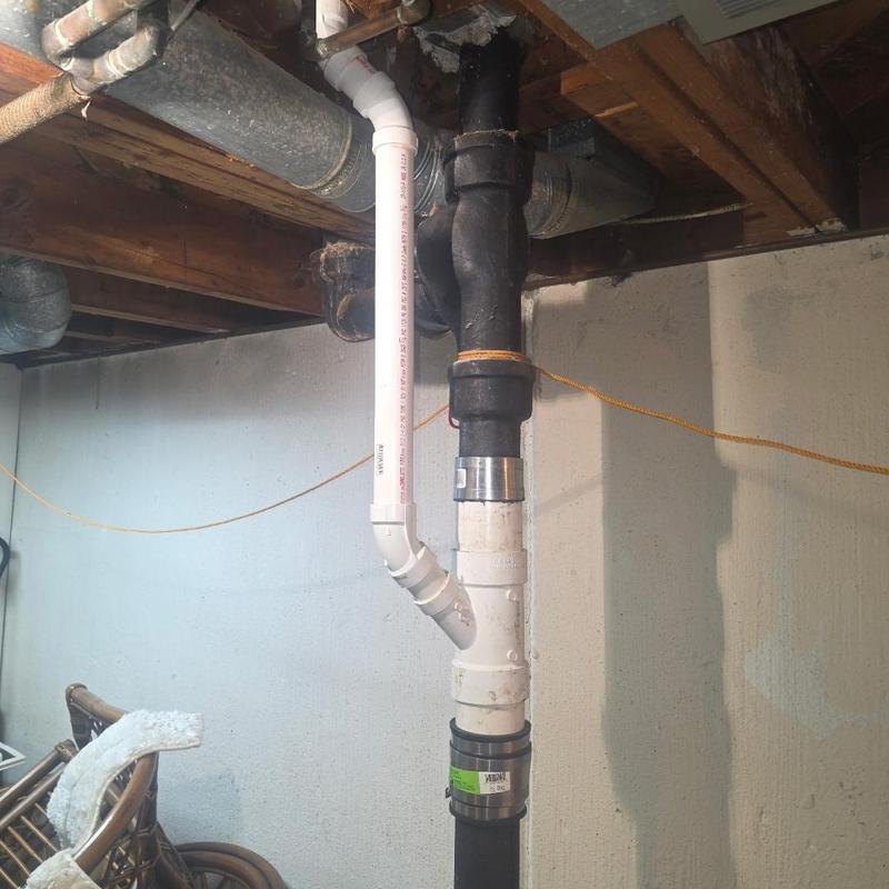 Galvanized vanity drain replaced with PVC piping
