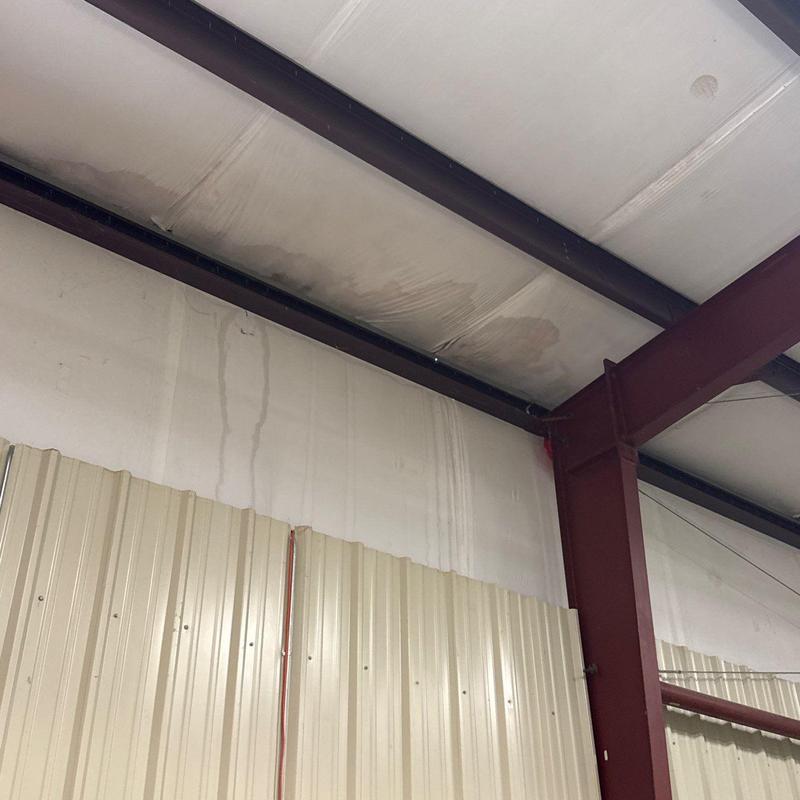 Roof insulation water damage and metal support beams