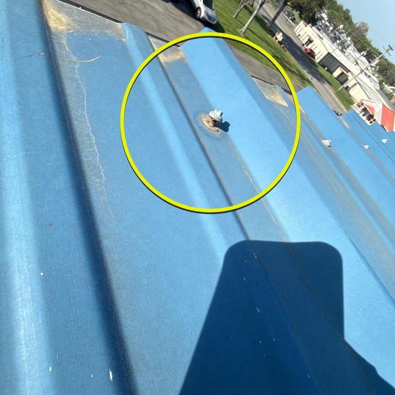 Metal roof screw corrosion and sealant damage