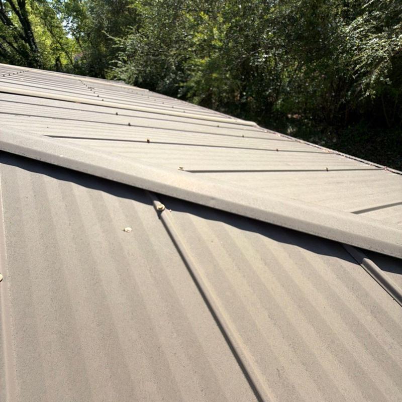 Metal roof panels with hail damage inspection