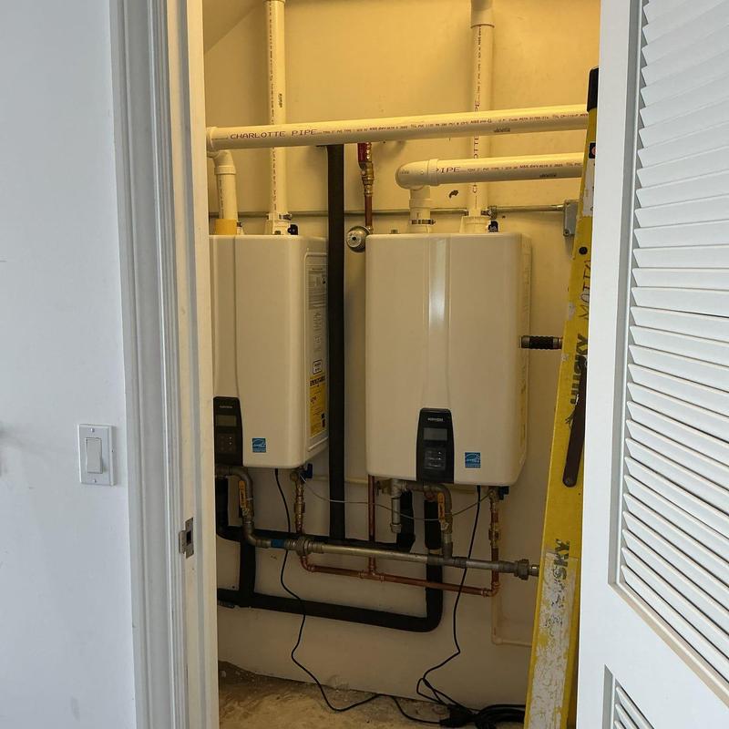 Navien tankless water heaters with piping system Navien tankless water heaters with piping system