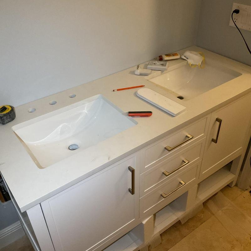 Lavatory vanity sink and countertop installation Lavatory vanity sink and countertop installation