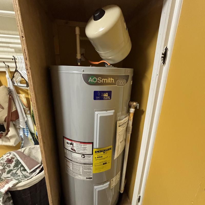 Water heater with thermal expansion tank installed