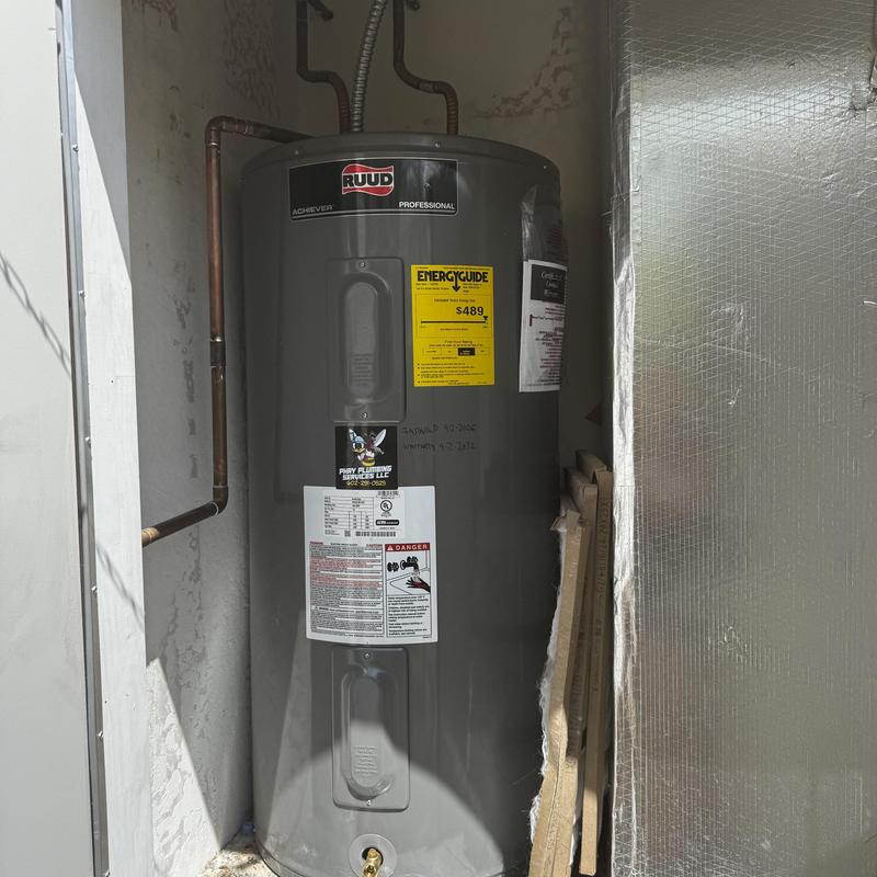 Electric water heater replacement with updated plumbing