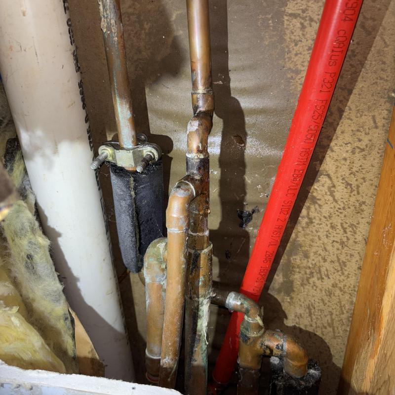 Copper manifold and PEX water line repair in wall cavity