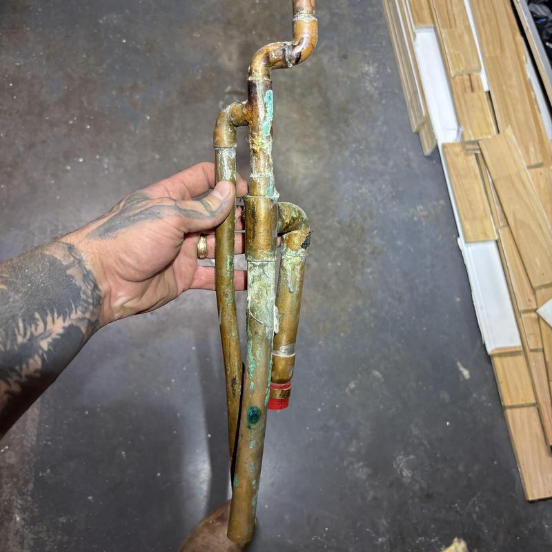 Copper manifold with corrosion and pinhole leaks