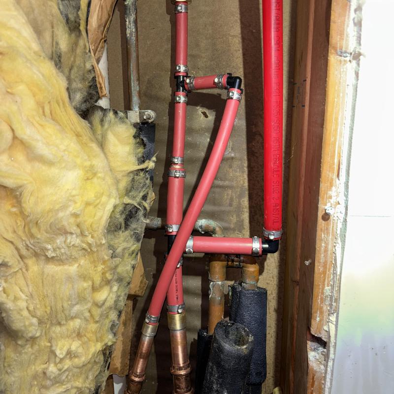 Pex water lines and copper manifold replacement in wall