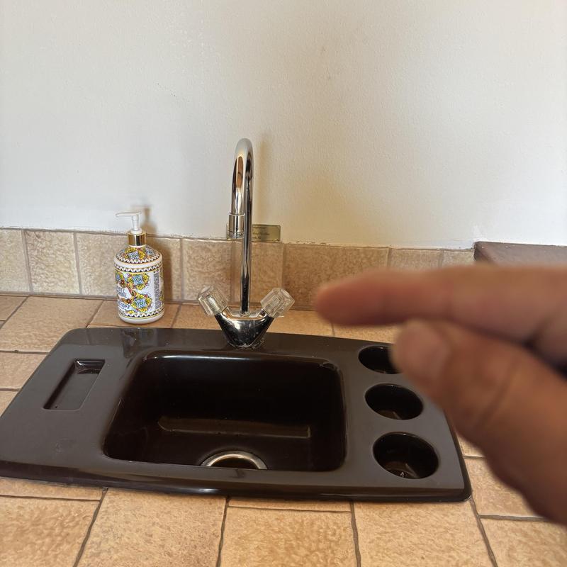Kitchen sink with faucet and soap dispenser Kitchen sink with faucet and soap dispenser