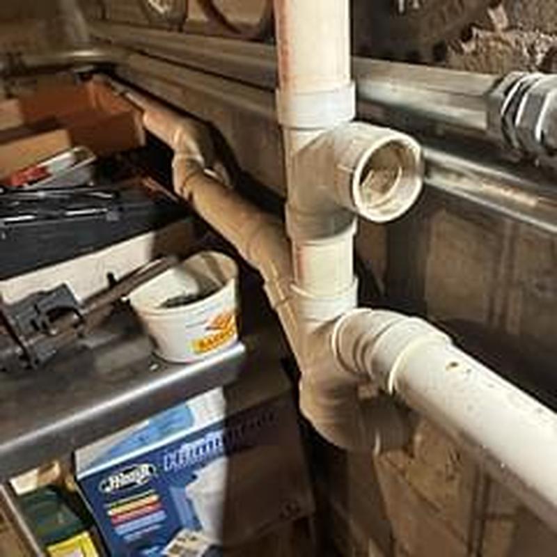 Basement cleanout sewer line with PVC piping
