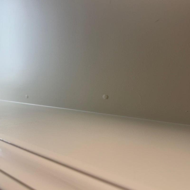 Drywall surface with small paint bubbles on wall panel
