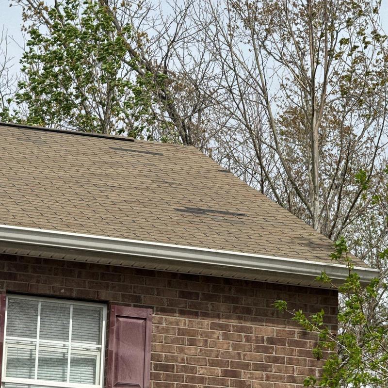 Asphalt shingle roof with hail damage inspection