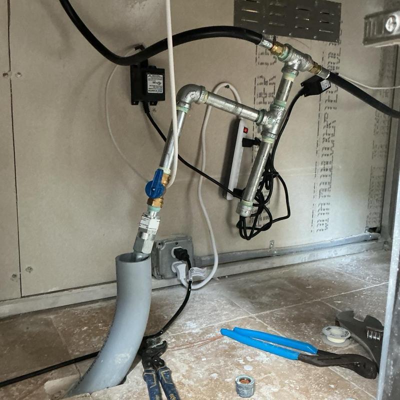 Gas line system with outdoor grill connections installed