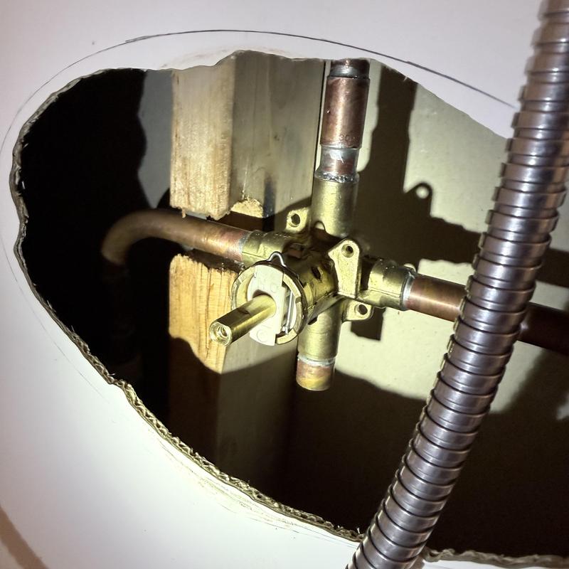 Shower valve replacement inside wall cavity with plumbing Shower valve replacement inside wall cavity with plumbing