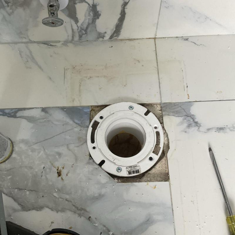 Toilet flange installation on marble floor Toilet flange installation on marble floor