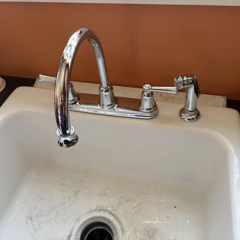Moen kitchen faucet with sprayer installed on sink