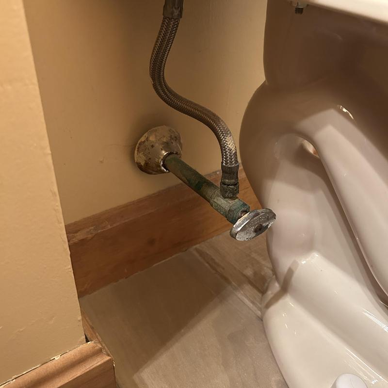 Toilet chrome angle stop with corrosion and fittings Toilet chrome angle stop with corrosion and fittings