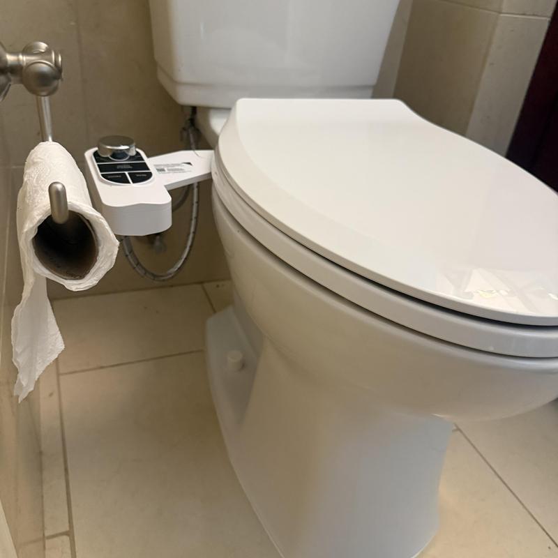 Toilet with bidet attachment and toilet paper holder