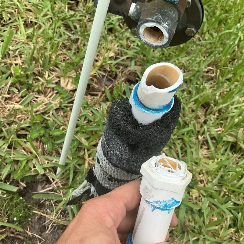 34 PVC pipe and fittings with broken connection repair
