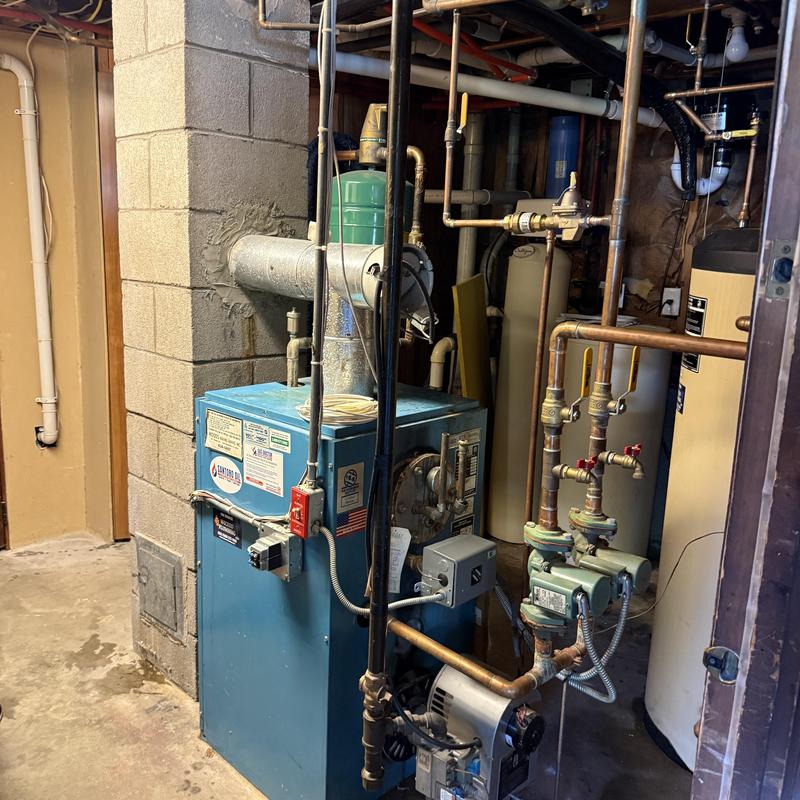 Boiler system with copper piping and ventilation duct