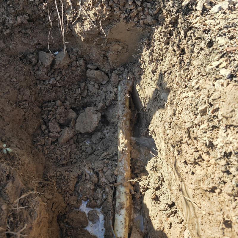 1.25-inch PEX water line leaking underground in soil