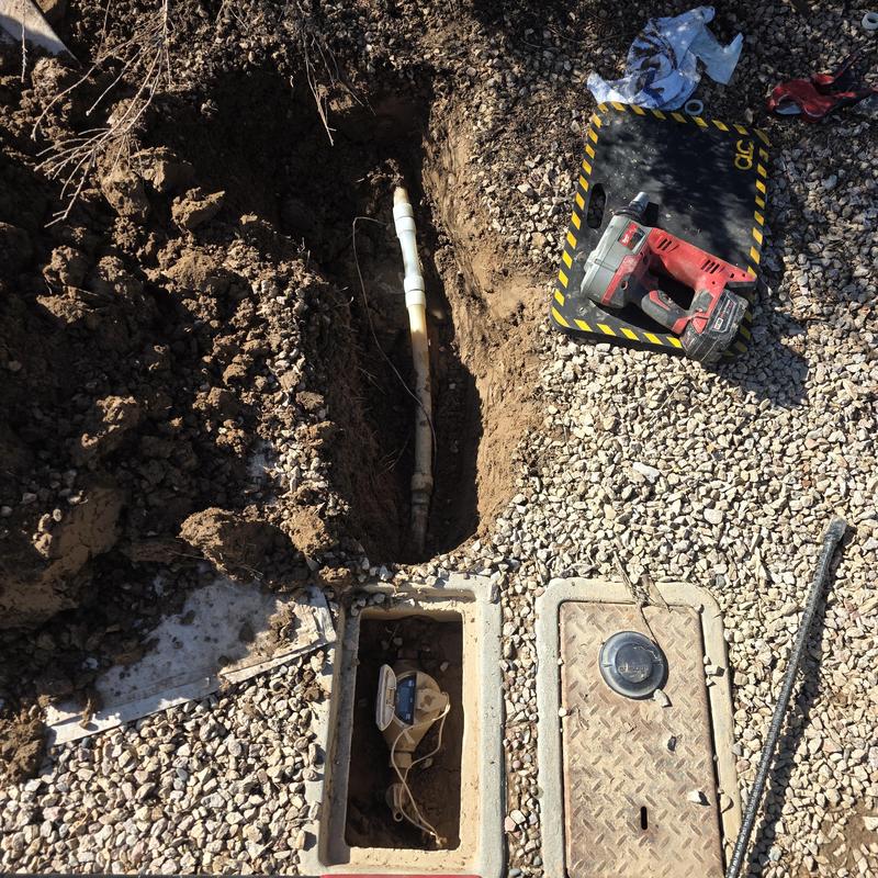 Inch and quarter PEX water service pipe repair trench