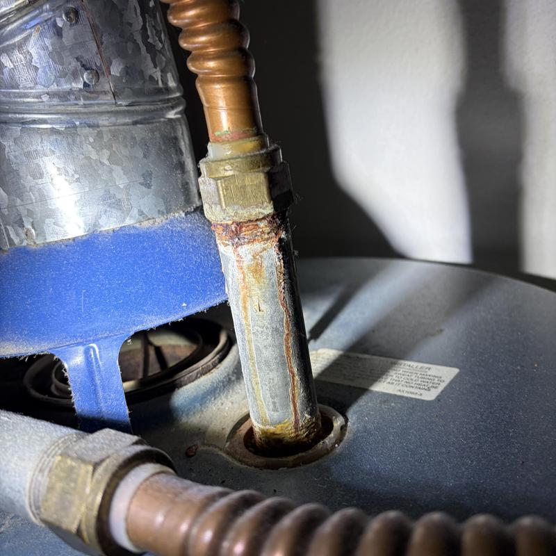 Gas water heater corrosion on piping connection Gas water heater corrosion on piping connection
