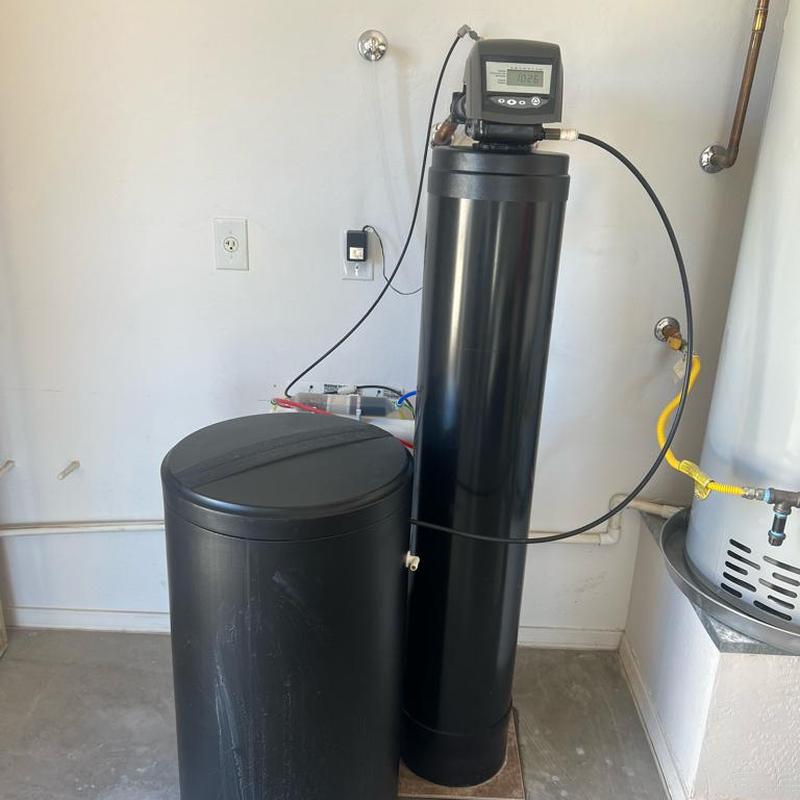 Green Fusion 1000 water softener system installed indoors Green Fusion 1000 water softener system installed indoors