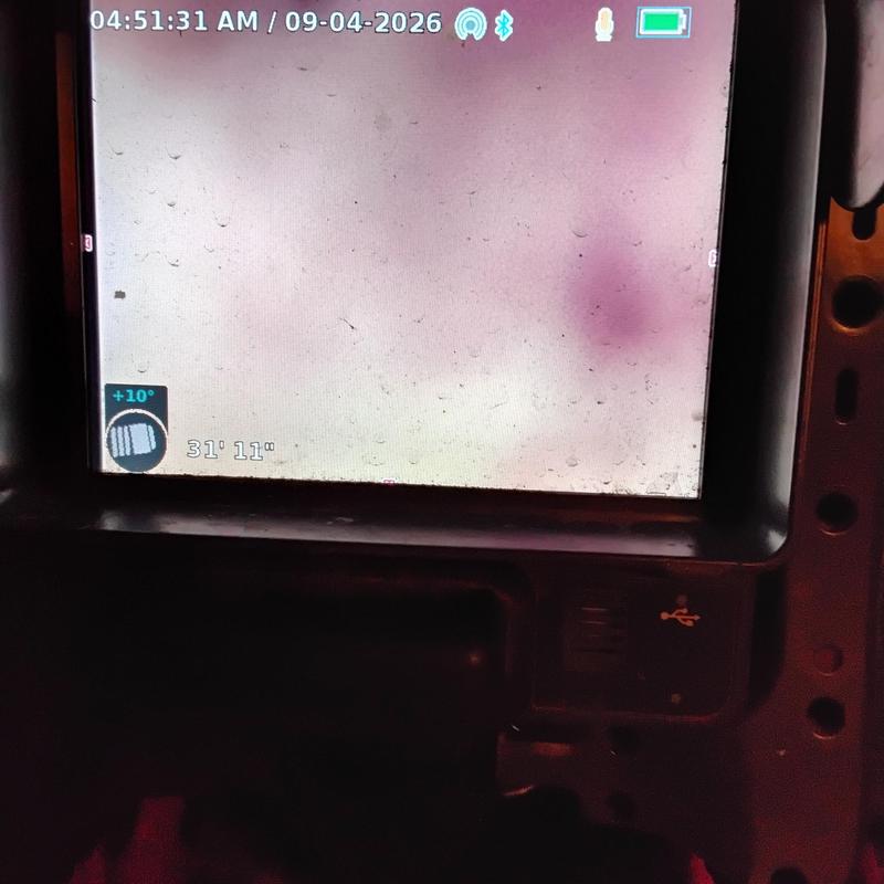 Bathroom drain pipe video inspection at 31 feet depth Bathroom drain pipe video inspection at 31 feet depth
