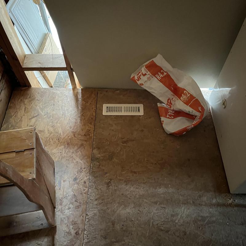 Floor register relocation in basement laundry room addition Floor register relocation in basement laundry room addition