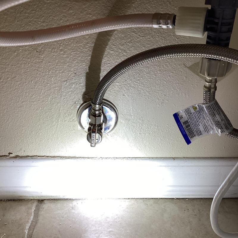 Quarter-turn angle stop with supply lines below sink Quarter-turn angle stop with supply lines below sink