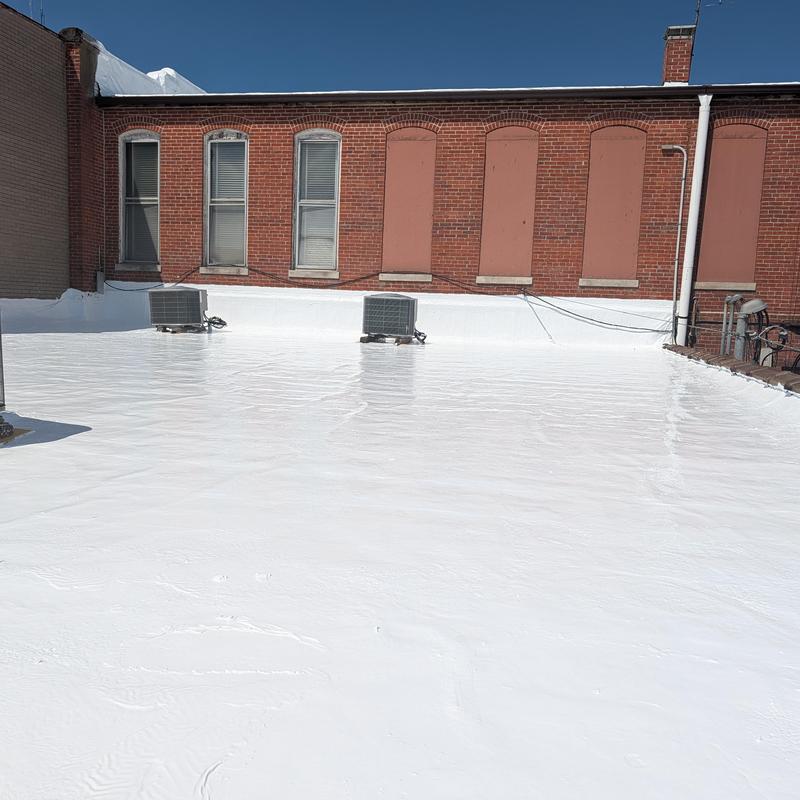 Elastomeric flat commercial BUR roof restoration