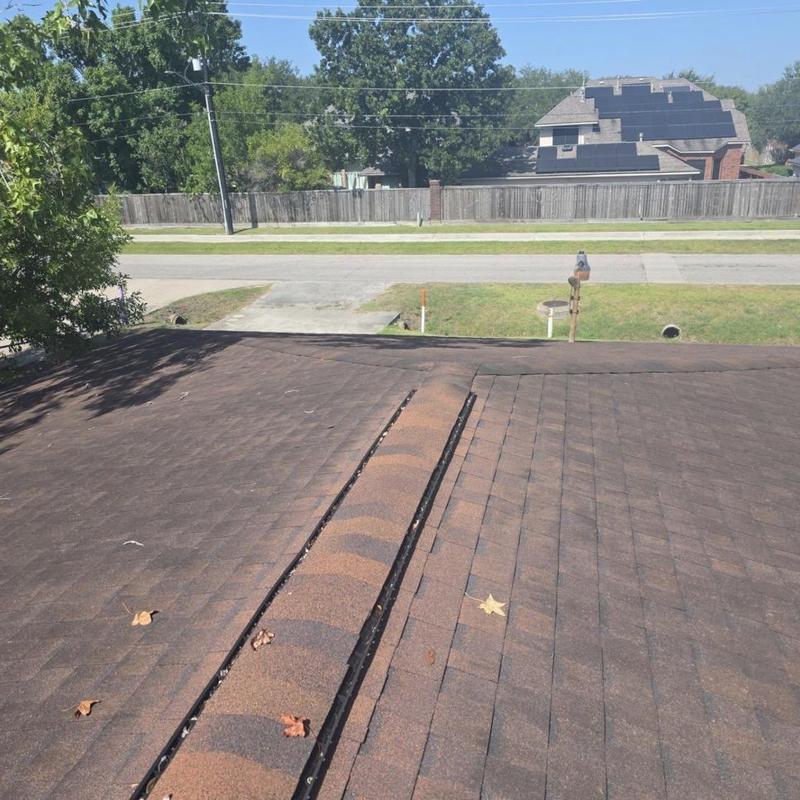 Shingles and ridge ventilation inspection on roof