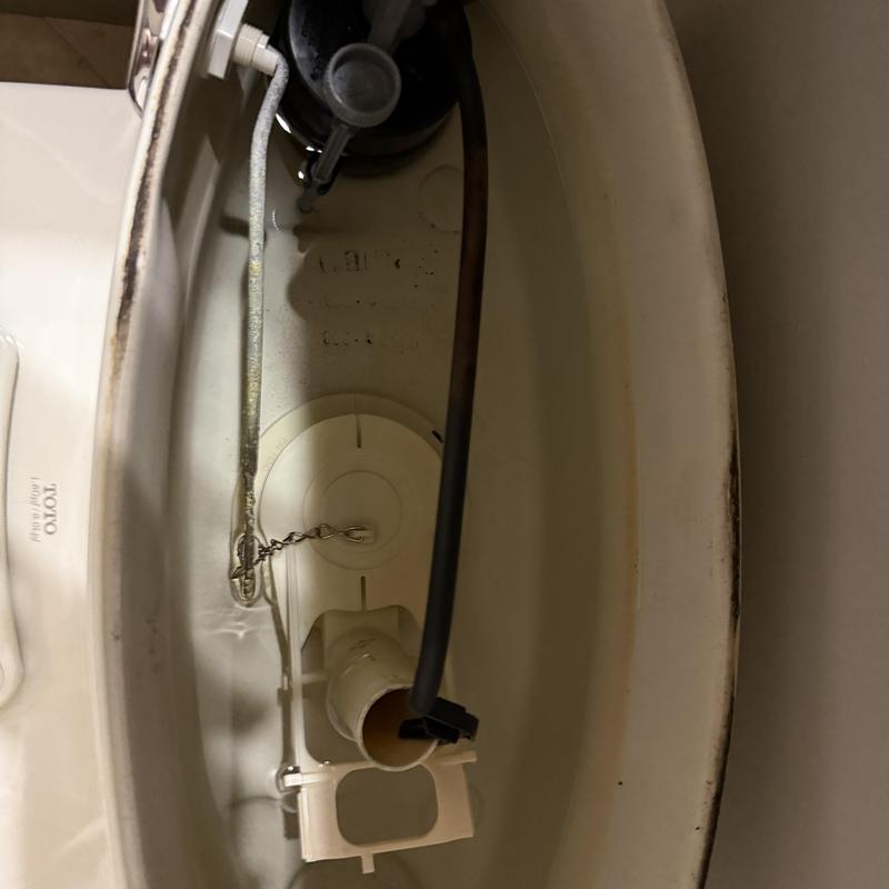 Toilet tank float valve and flush mechanism inside tank