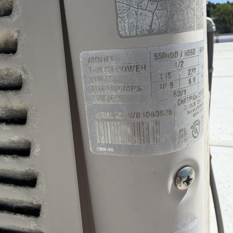 Swamp cooler model plate with specs and serial number Swamp cooler model plate with specs and serial number