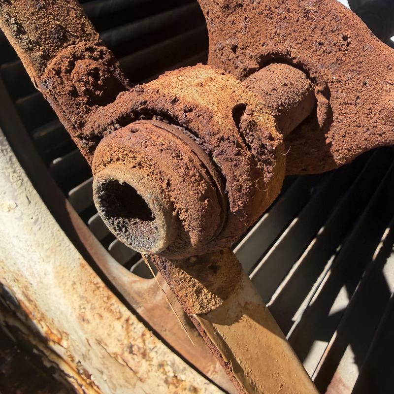 Swamp cooler fan blade with heavy rust buildup Swamp cooler fan blade with heavy rust buildup