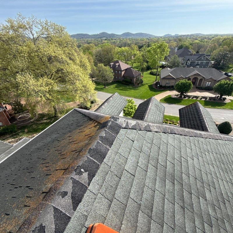 Roof shingles with hail and weather damage inspection