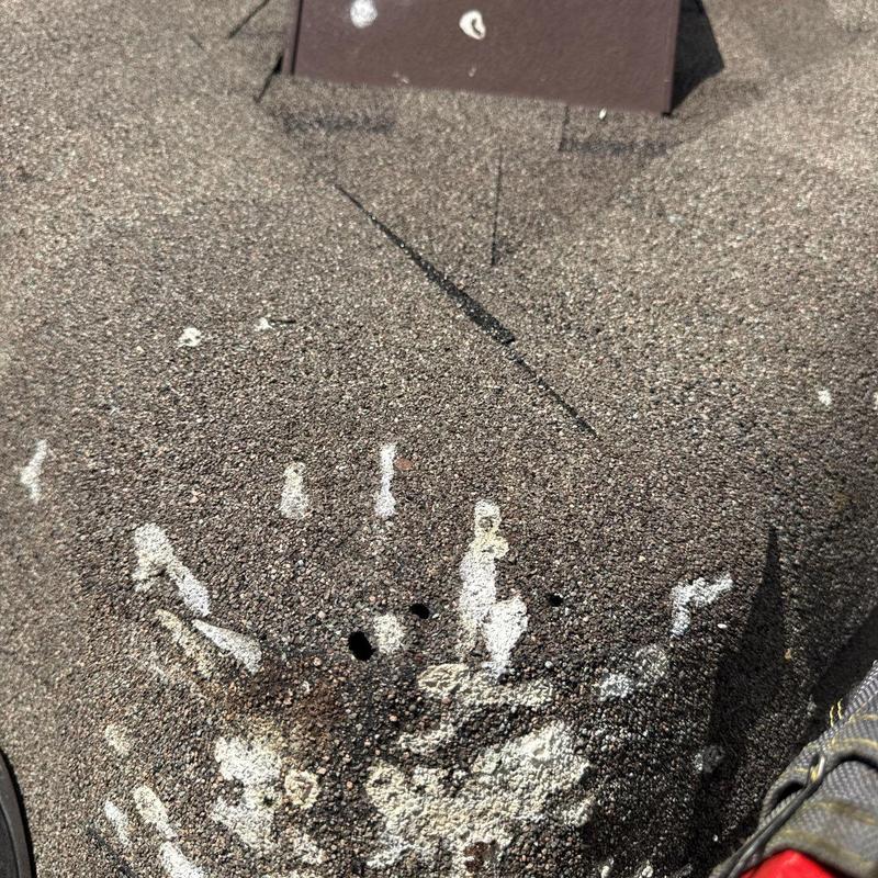 Roof shingles with hail damage and punctures