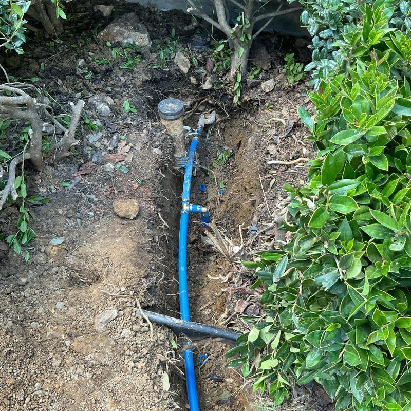 Water service line with emergency shutoff valve installation Water service line with emergency shutoff valve installation
