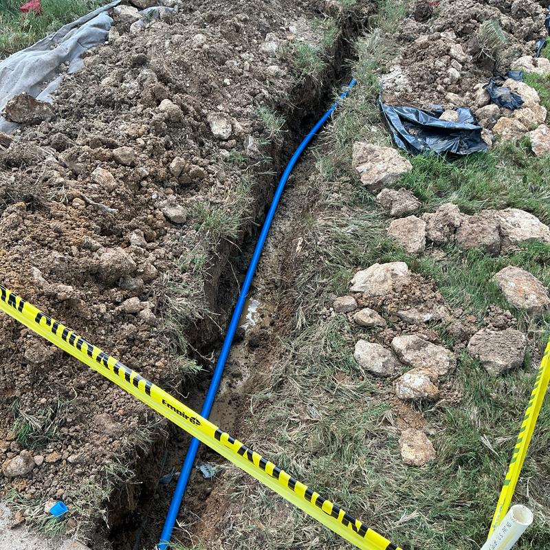 Water service line installation with emergency shut off valve Water service line installation with emergency shut off valve