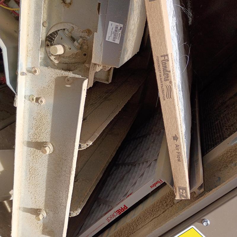 Furnace air filters during August maintenance check Furnace air filters during August maintenance check