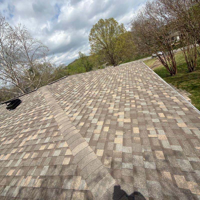 Asphalt shingle roof showing hail damage inspection
