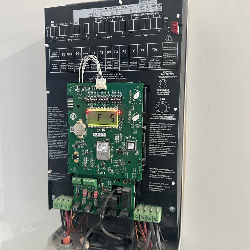 Well system controller board showing F5 error code Well system controller board showing F5 error code