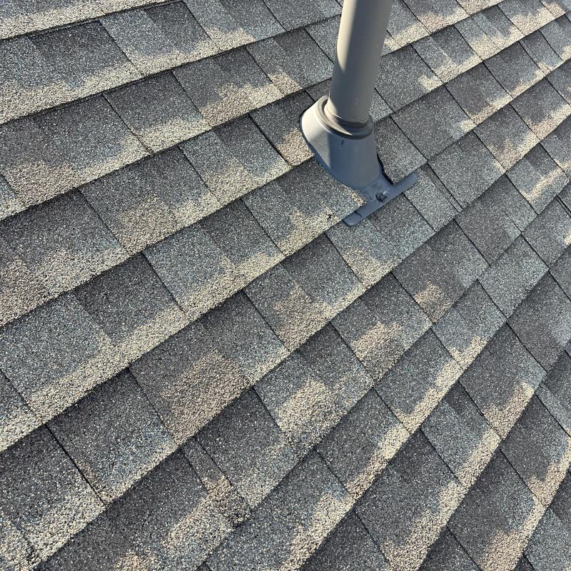 Roof vent flashing on asphalt shingle roof inspection Roof vent flashing on asphalt shingle roof inspection