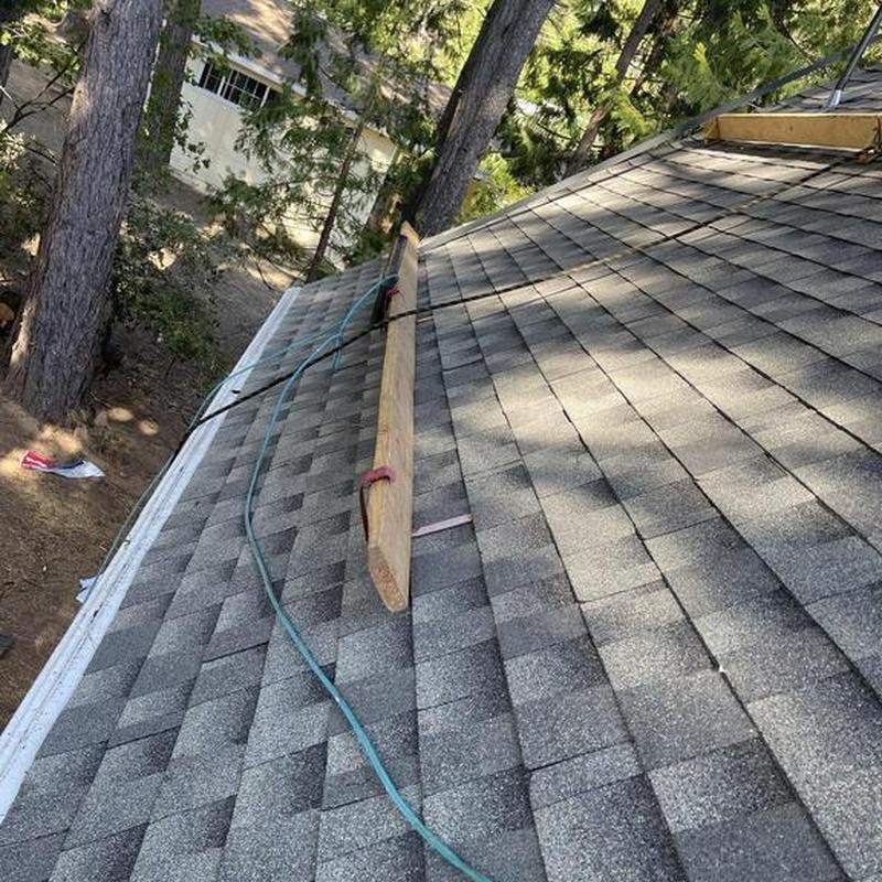 GAF asphalt shingle roof with safety plank installed
