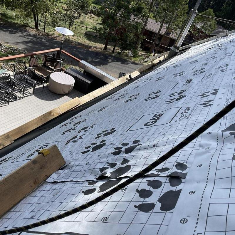 Gaf synthetic roofing underlayment on cabin roof