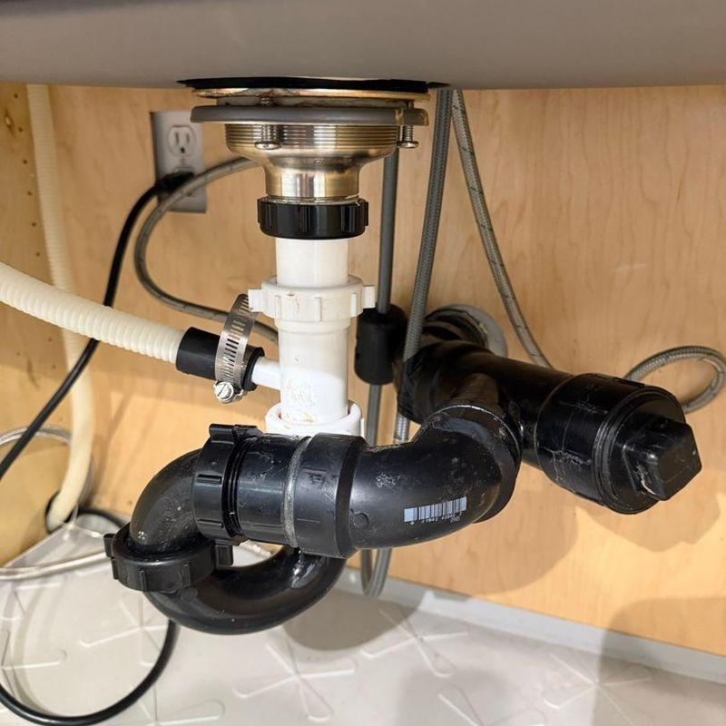 Kitchen sink drain trap and fittings installation